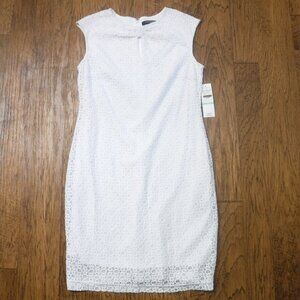 Sharagano White Floral Lace Dress